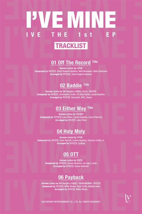 IVE ไอฟ THE 1st EP TRACKLIST Pantip