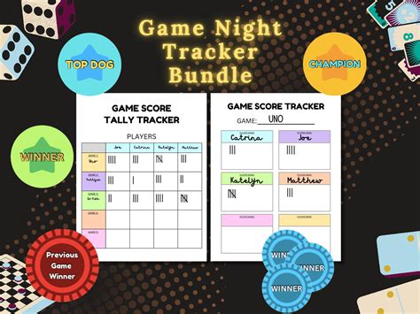 GAME NIGHT SCORE Tracker and Tokens | Family Game Night | Game Tally