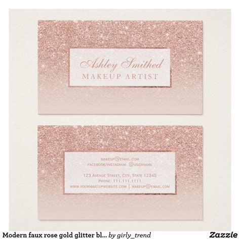 Moderne Rose Gold Glitzer Makeup Visitenkarte Zazzle De Makeup