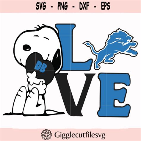 Snoopy Love Detroit Lions Svg Png Dxf Eps Digital File Td In