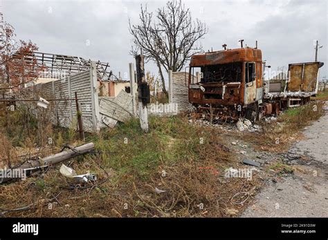 Tsupivka Ukraine October The Consequences Of Shelling By