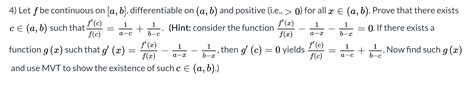 Solved Let F Be Continuous On A B Differentiable On Chegg