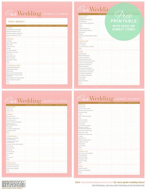 Free Downloadable Wedding Planner