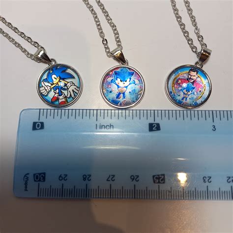 Sonic The Hedgehog 18mm Lot Of 3 Three Necklacespendants New