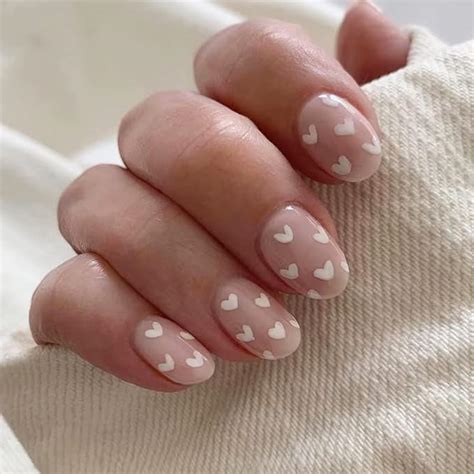 Amazon Valentine S Day Press On Nails Short Almond White Heart