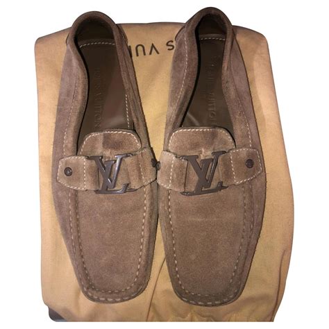 Louis Vuitton Monte Carlo Loafers Brown Taupe Suede Ref Joli