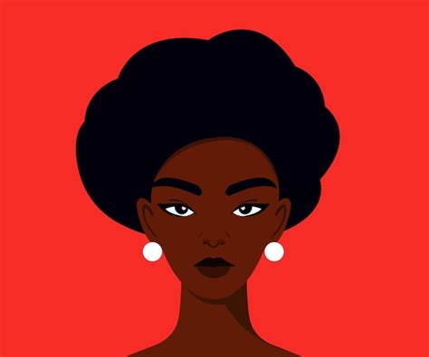 Retrato De Mulher Negra Jovem Afro Americana Linda Mulher Negra Vetor