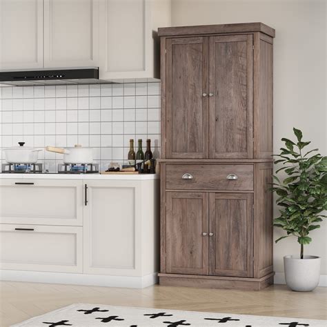 Homfa 72 4 Tall Kitchen Pantry With 4 Doors Large Drawer Storage