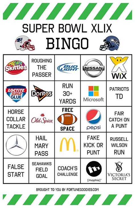 Printable Super Bowl Bingo Cards