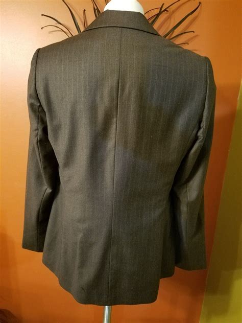 Bernard Zins Paris Brown Button Blazer W Pencil Stripe Sz Ebay