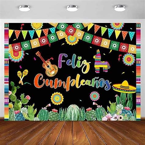 Aibiin 7x5ft Feliz Cumpleaños Backdrop Mexican Fiesta