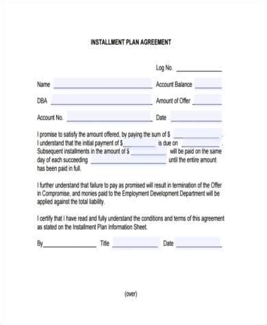 Free Sample Installment Agreement Forms In Pdf Ms Word