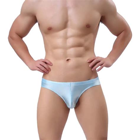 Men S Underwear Sexy Briefs Ice Silk Breathable Seamless Slip Homme