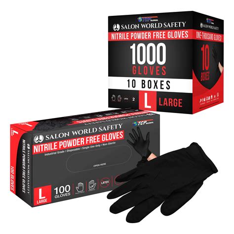 Salon World Safety Black Nitrile Disposable Gloves Boxes Of