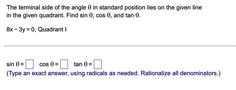 Solved The Terminal Side Of The Angle θ In Standard Position