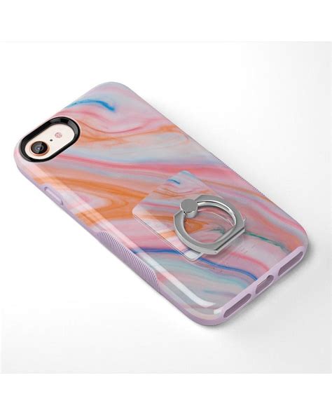 Rainbow Marble Swirl iPhone Ring & Kickstand | Casely