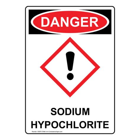 Vertical Osha Ghs Sign Or Label Sodium Hypochlorite Chemical