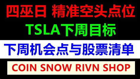 美股TSLA下周目标四巫日精准空头点位下周股票清单有些股票不需要悲观短线QQQ SPY TSLA AAPL SOXL COIN FDX