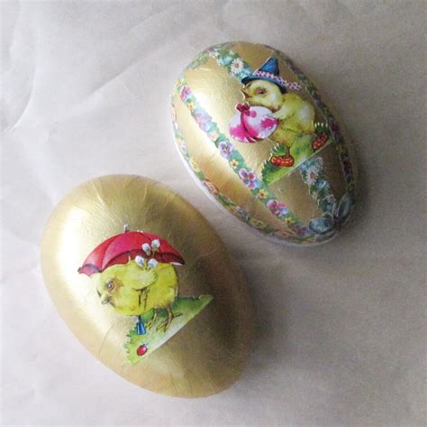 Gold Germany 6 Paper Papier Mache Egg Decoupaged German Easter Box Etsy