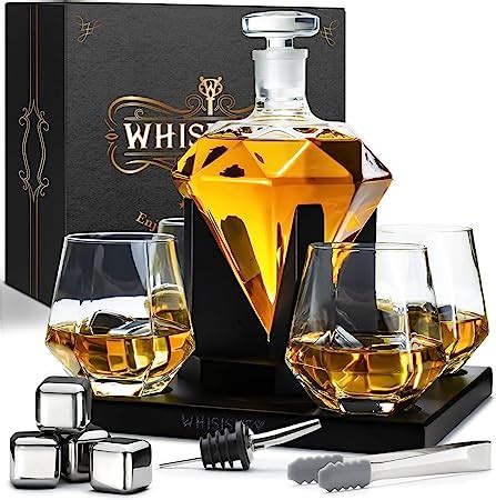 WHISISKEY Whiskey Decanter Set 1000ML Diamond Carafe Whiskey Gift