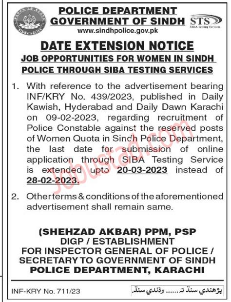 Sindh Police Jobs 2023 Application Form Advertisement