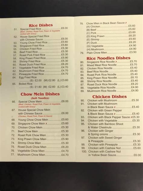 Menu at Chopsticks Chinese Takeaway restaurant, Charfield