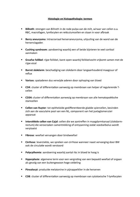 Termen Histologie En Histopathologie Histologie En Histopathologie