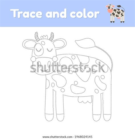 Coloring Book Cute Farm Animal Cow 库存插图 1968024145 Shutterstock