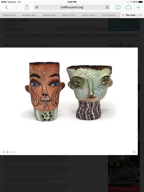 Two Vases Sitting Next To Each Other On Top Of A Webpage Page With An