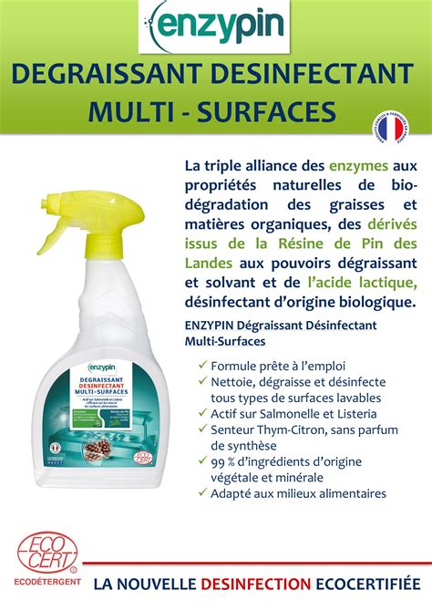 ENZYPIN Dégraissant Désinfectant Multi Surfaces pulvérisateur de 750 ml