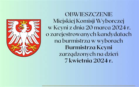 Obwieszczenie Miejskiej Komisji Wyborczej W Kcyni Z Dnia Marca