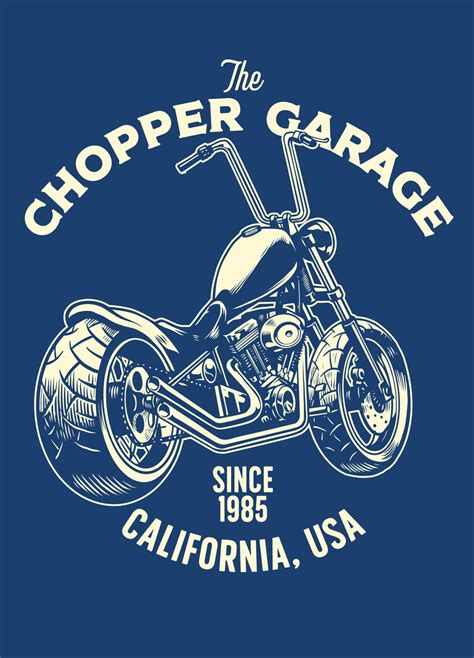 t-shirt design of chopper motorcycle garage 22939624 Vector Art at Vecteezy