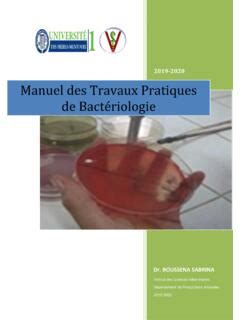 Manuel des Travaux Pratiques de Bactériologie manuel des travaux