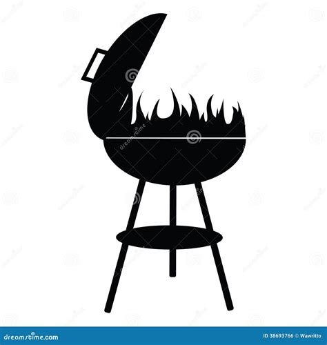 Silhouette Of BBQ Isolated On White, Stock Vector - Illustration of ...