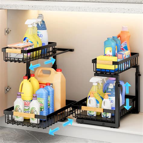 Buy Under Sink Organizer 2 Packs 2 Tier Under Sink Organizers And