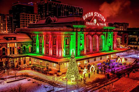 Holiday lighting of Union Station Denver from Above Photograph by Teri ...