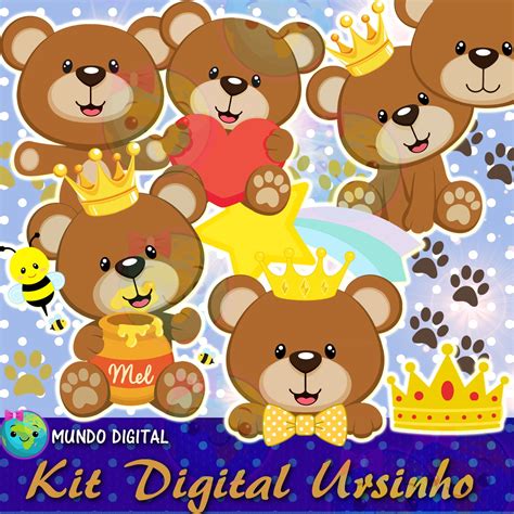 Kit Digital Ursinho Marrom Elo Produtos Especiais