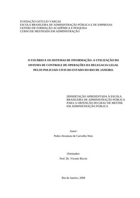 PDF FUNDAÇÃO GETULIO VARGAS ESCOLA BRASILEIRA DE O Usuário