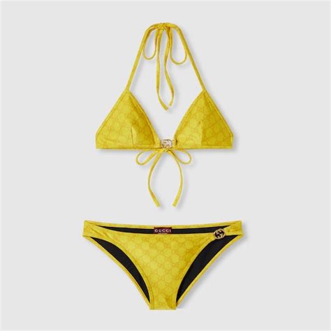 Gg Stretch Jersey Bikini In Yellow Gucci Ae