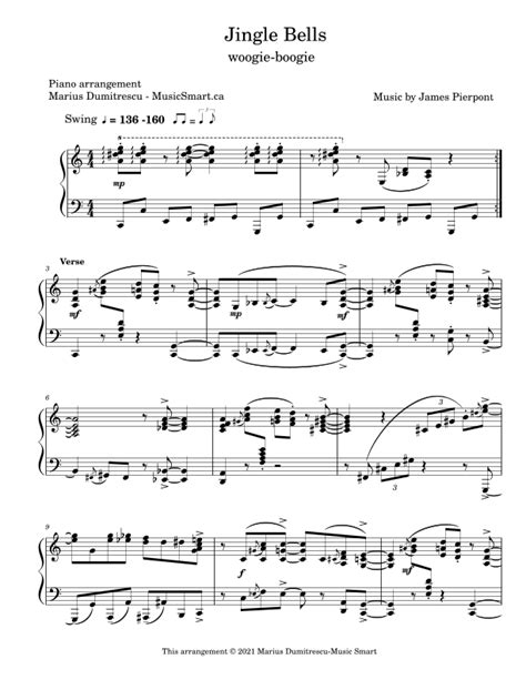 Jingle Bells Jazz Boogie Woogie Piano Advanced Arr Marius