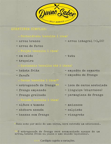 Menu Em Divino Sabor Restaurante Campos Dos Goytacazes