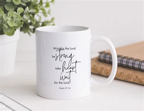 Wait for the Lord, Bible Verse Coffee Mug, Religious Gift, Scripture