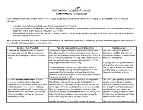 Hum 100 Module Four Worksheet Hum 100 Module Four Worksheet This