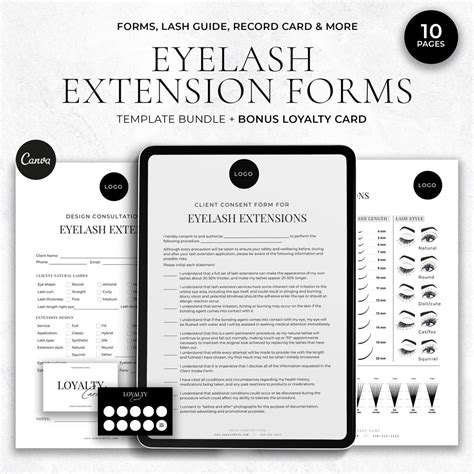 Professional Eyelash Extension Forms Editable Lash Consent Forms Lash Tech Consultation