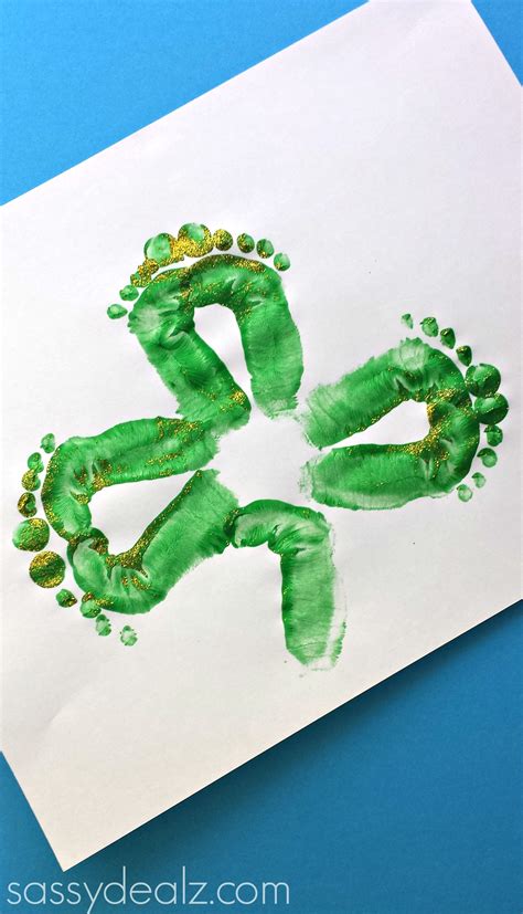 Kids Shamrock Footprint Craft For St Patricks Day Sassy Dealz