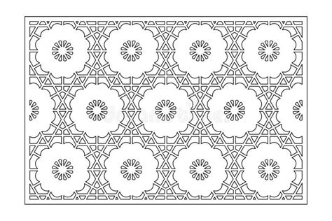 Decorative Card For Cutting Geometric Linear Flower Pattern Laser Cut Ratio 2 3 Stock Vector