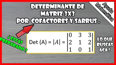 Determinante De Una Matriz X Por Cofactores Y Sarrus Youtube