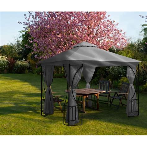 Cort Pavilion 3x3m Pentru Curte Sau Gradina Cu 4 Pereti Gri EMAG Ro