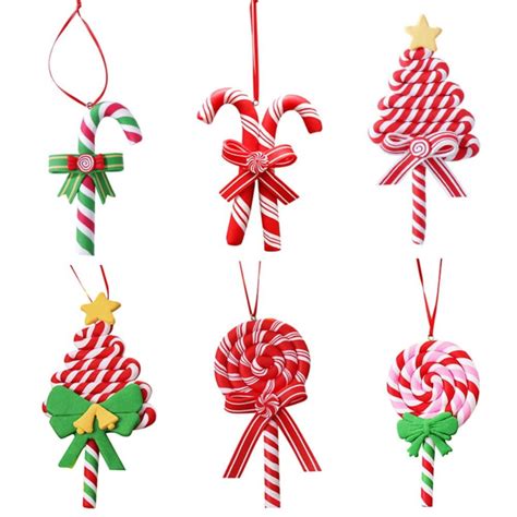 6 Pack Christmas Candy Ornaments Lollipop Ornaments Christmas Decorations Candy Canes Hanging