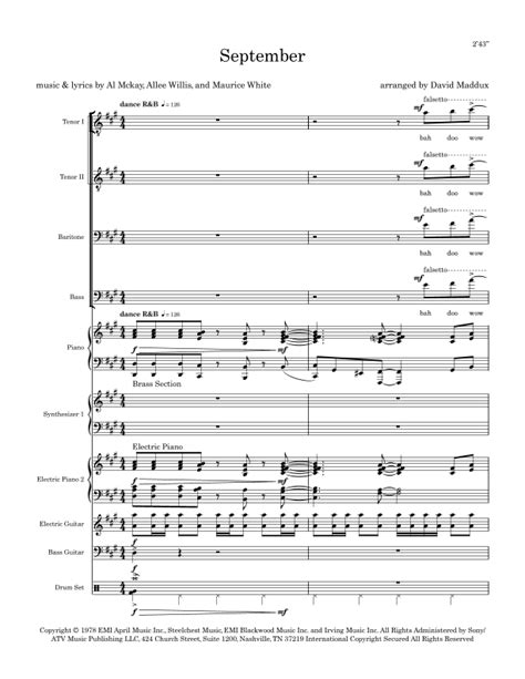 September Arr David Maddux By Earth Wind Fire Sheet Music For